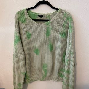 Off the shoulder green tye-dye sweater